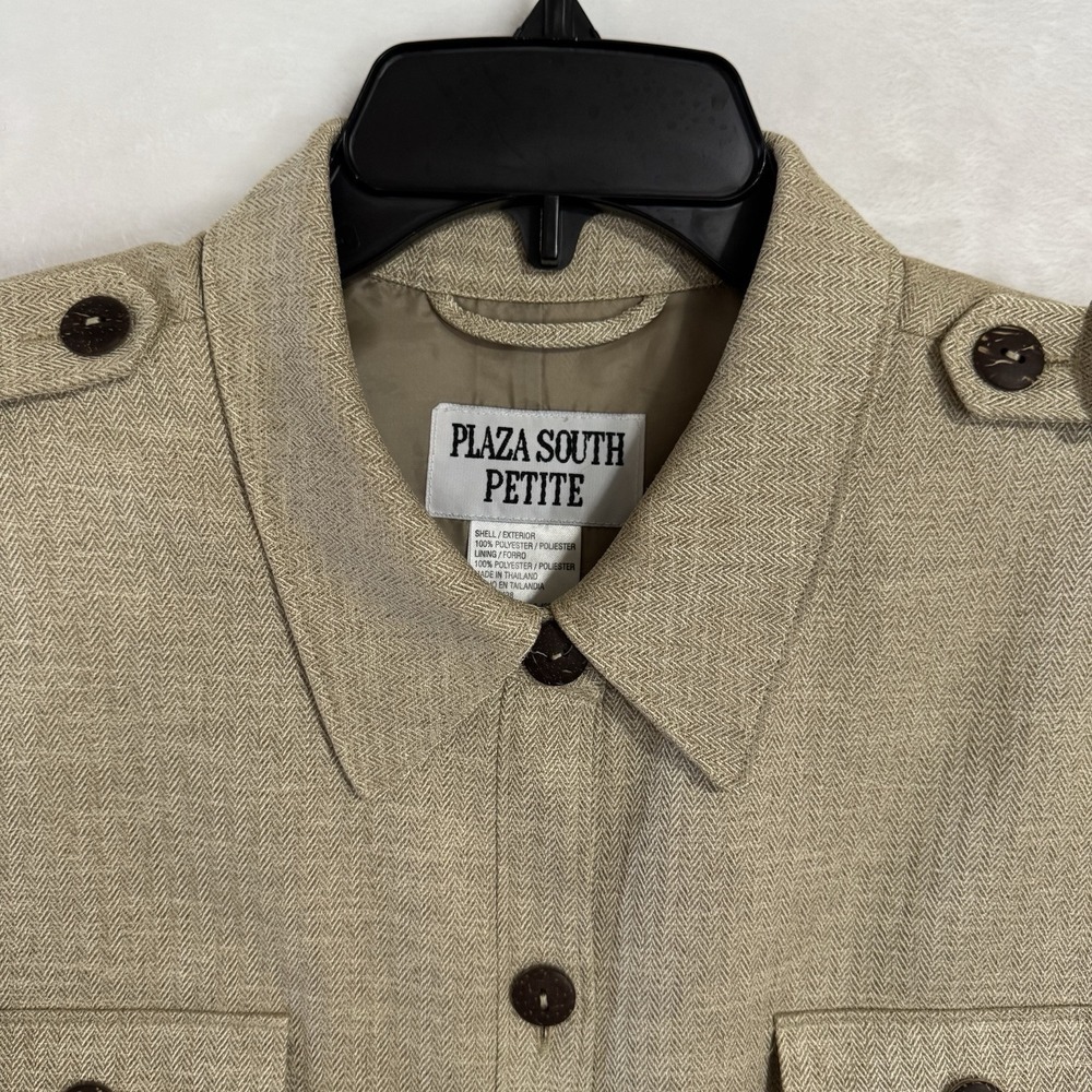Vintage Maxi‎ Jacket Shirt Dress Size 14 P Herringbone Belted Safari Western 90s - Picture 8 of 16